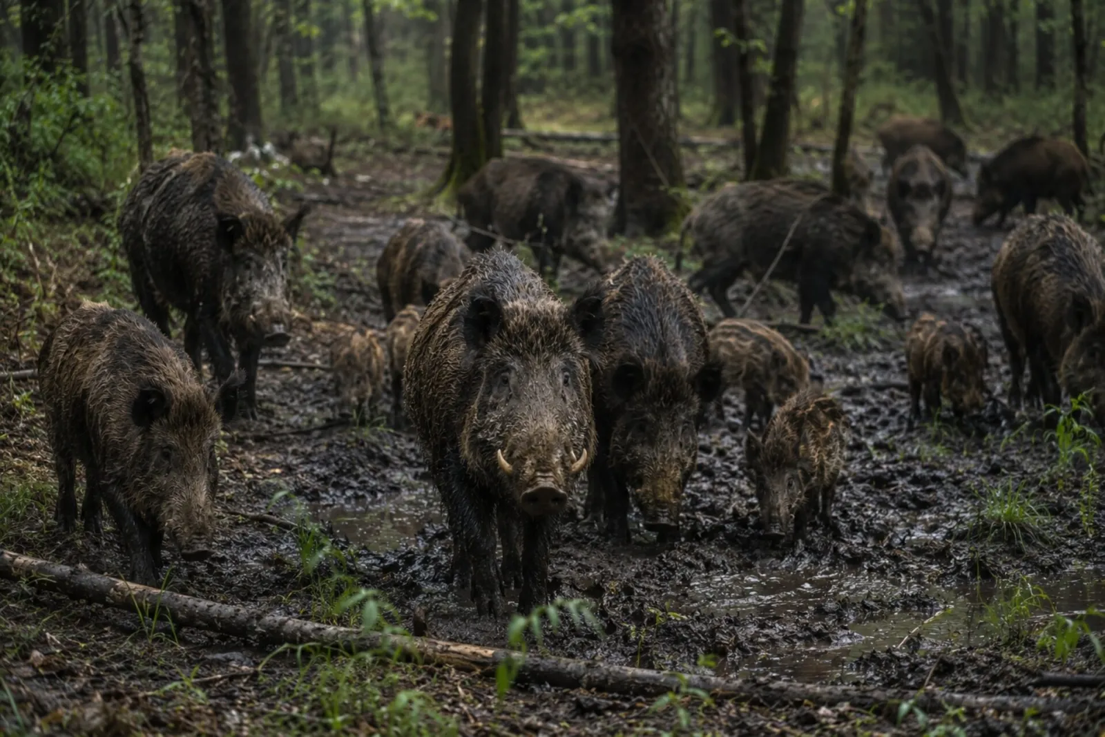 European wild boar in a Carpathian forest